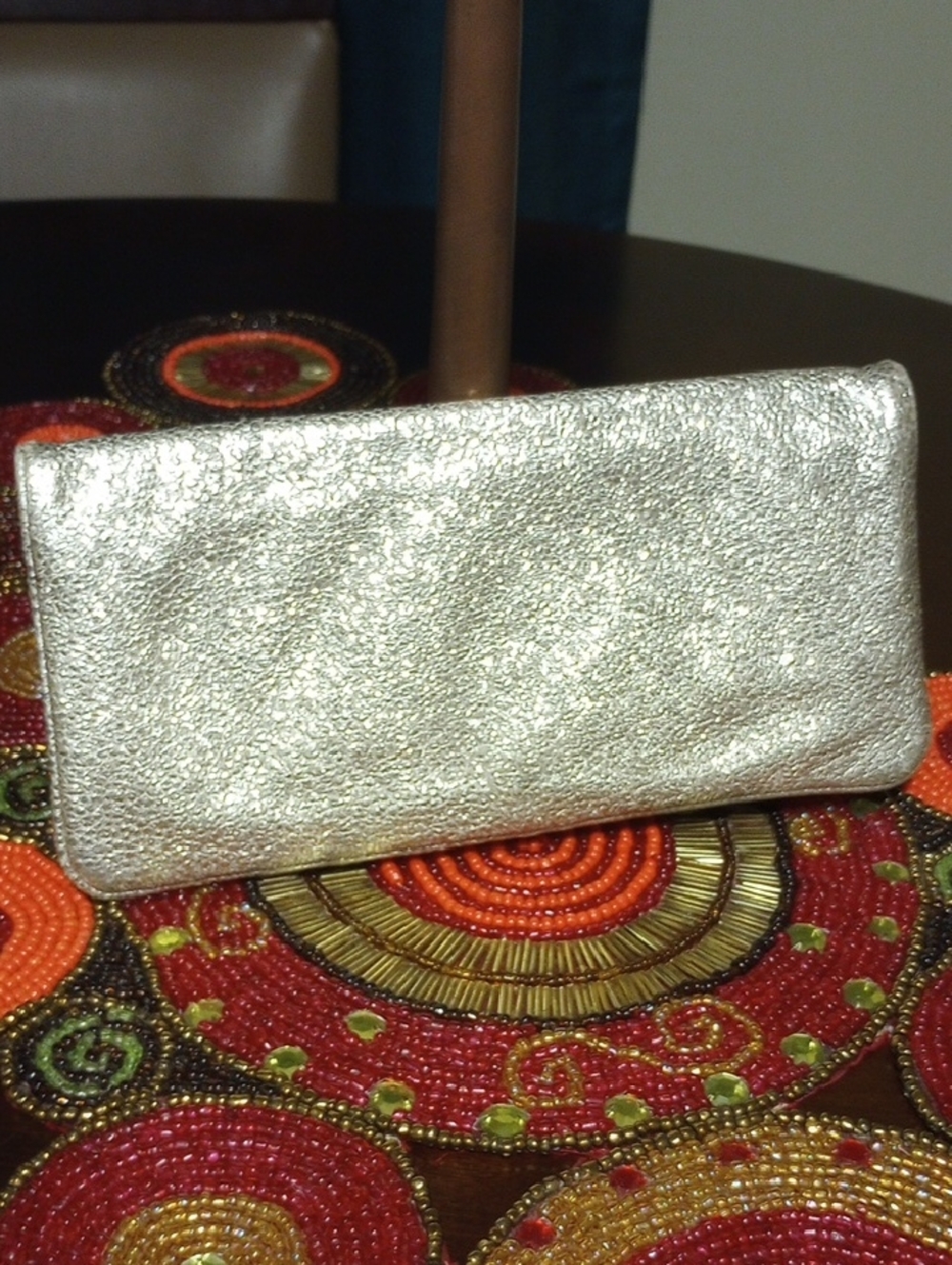 Tory Burch Metallic Gold Logo Clutch - Picture 5 of 16